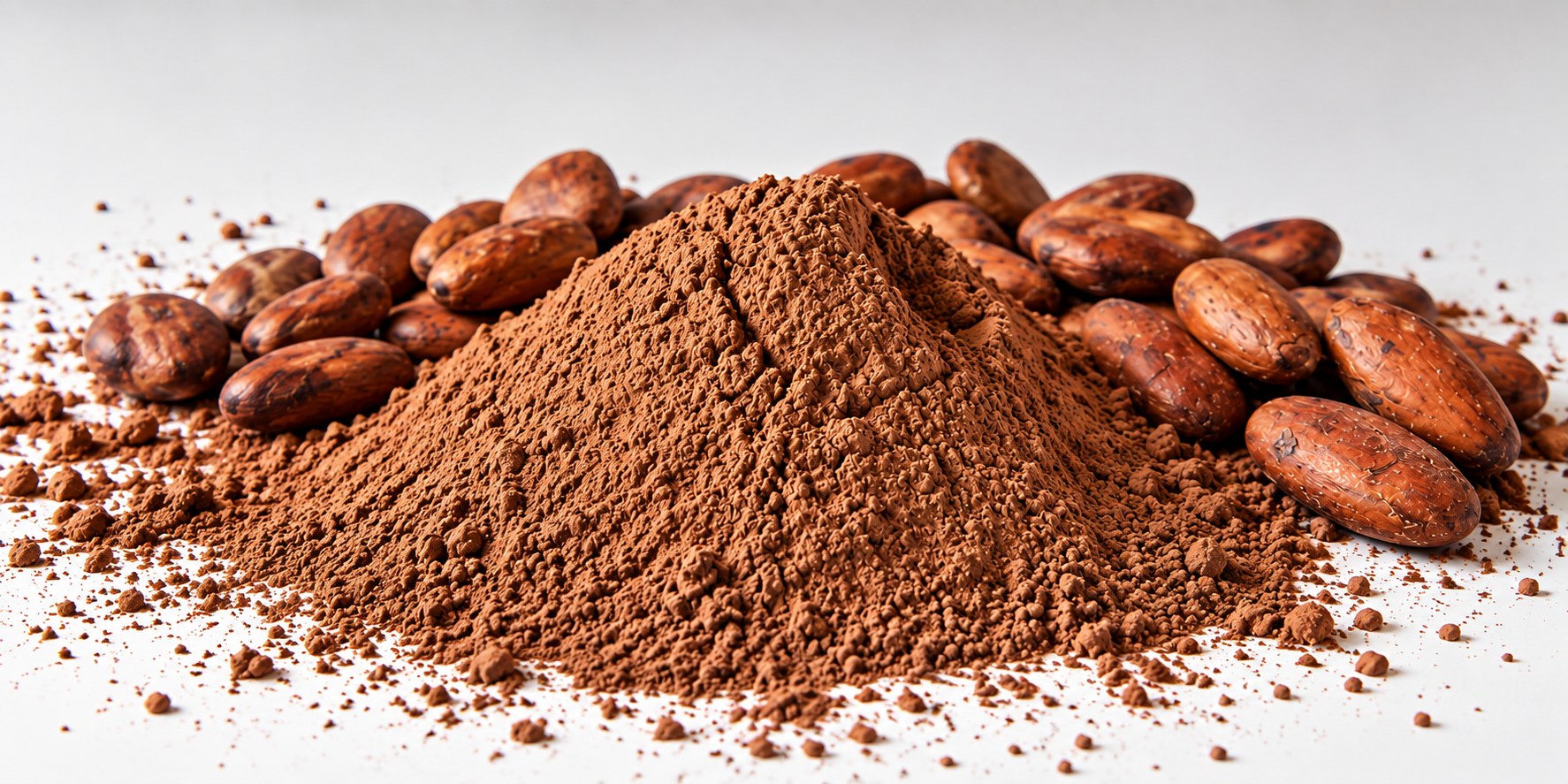Natural cocoa powder with cocoa beans